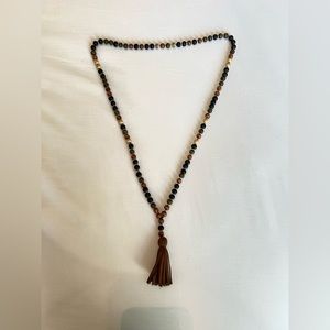 Brown long tassel necklace